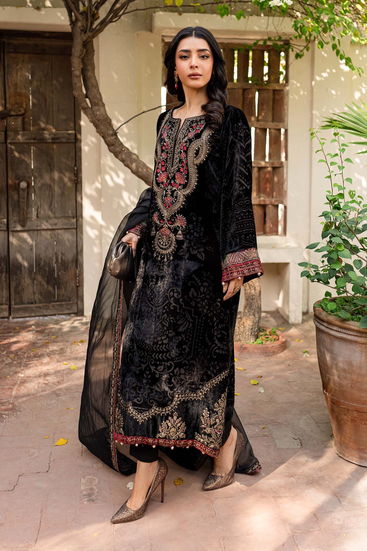 3 Piece Embroidered Plush Suit