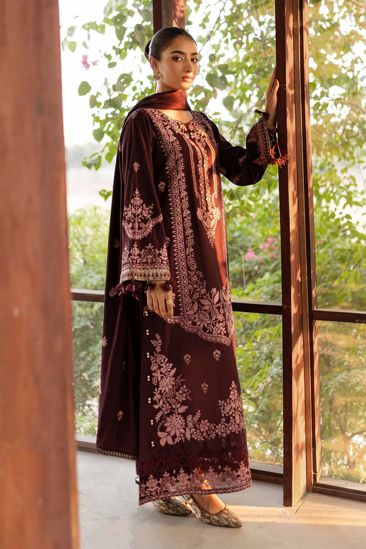 3 Piece Embroidered Linen Suit
