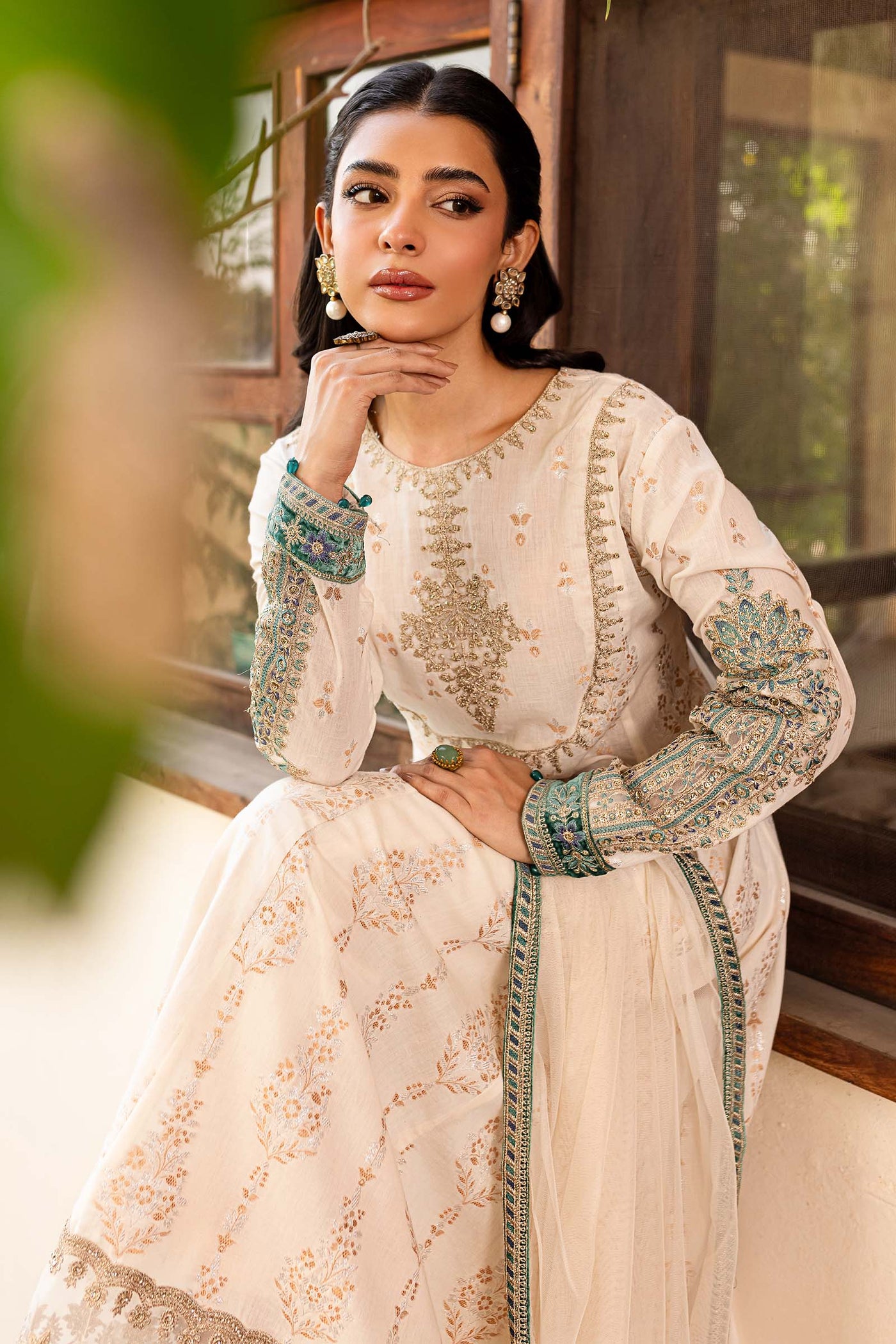 Embroidered Organza Dupatta (as Shown)