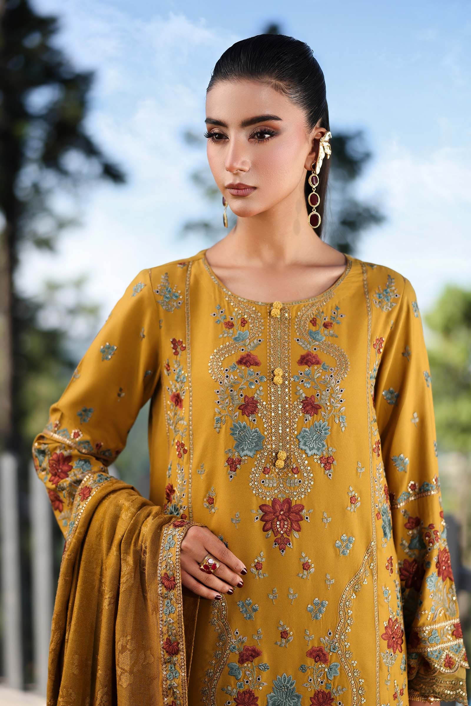 3 Piece Embroidered Linen Suit