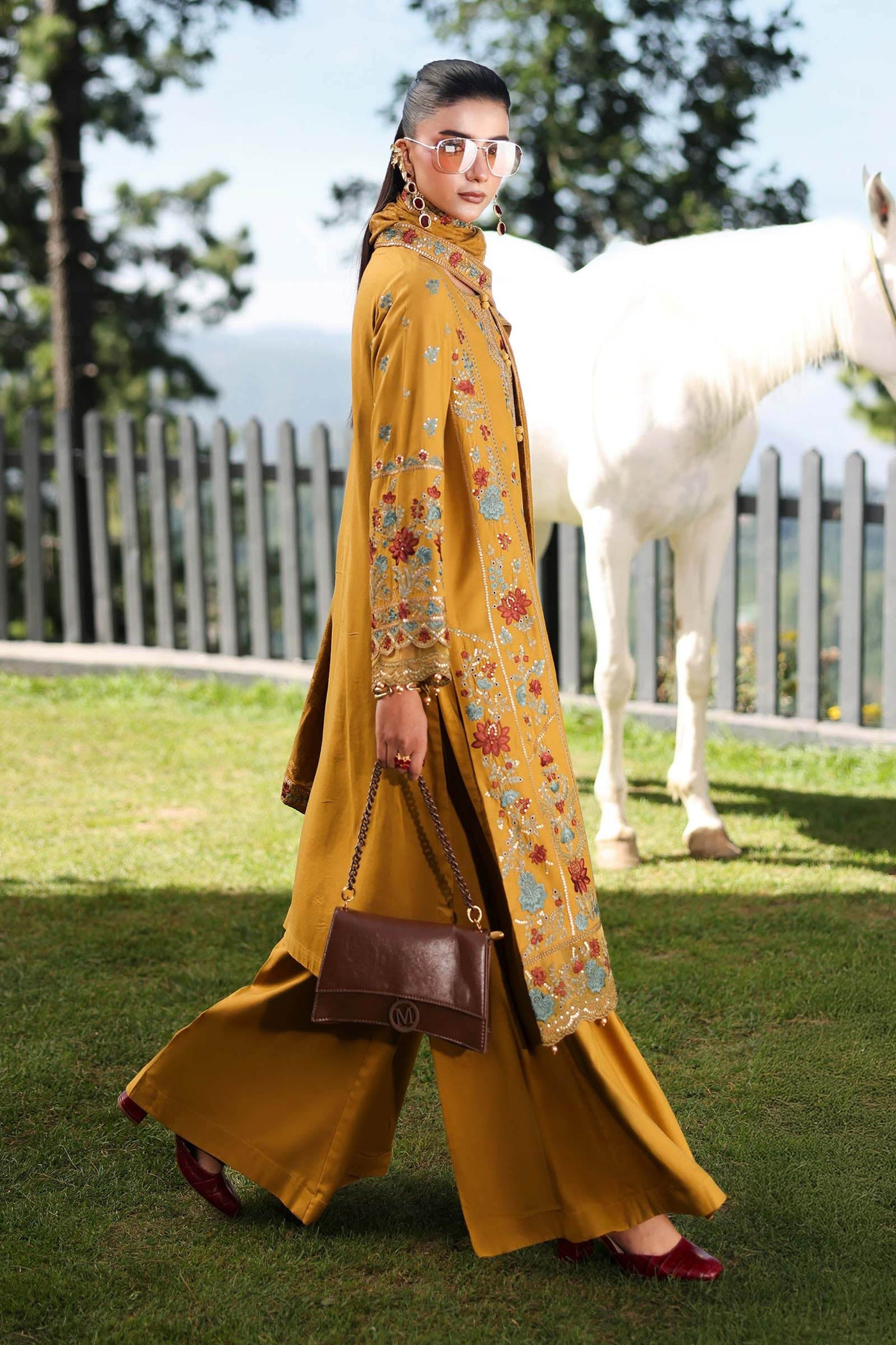 3 Piece Embroidered Linen Suit