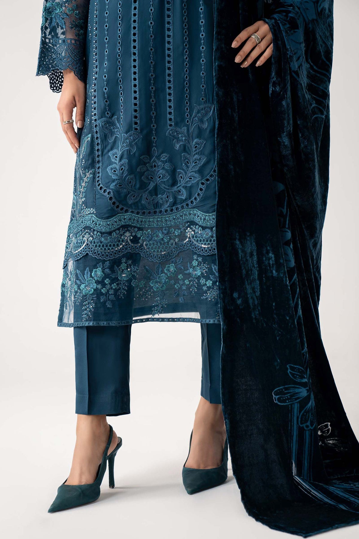 3 Piece Embroidered Linen Suit