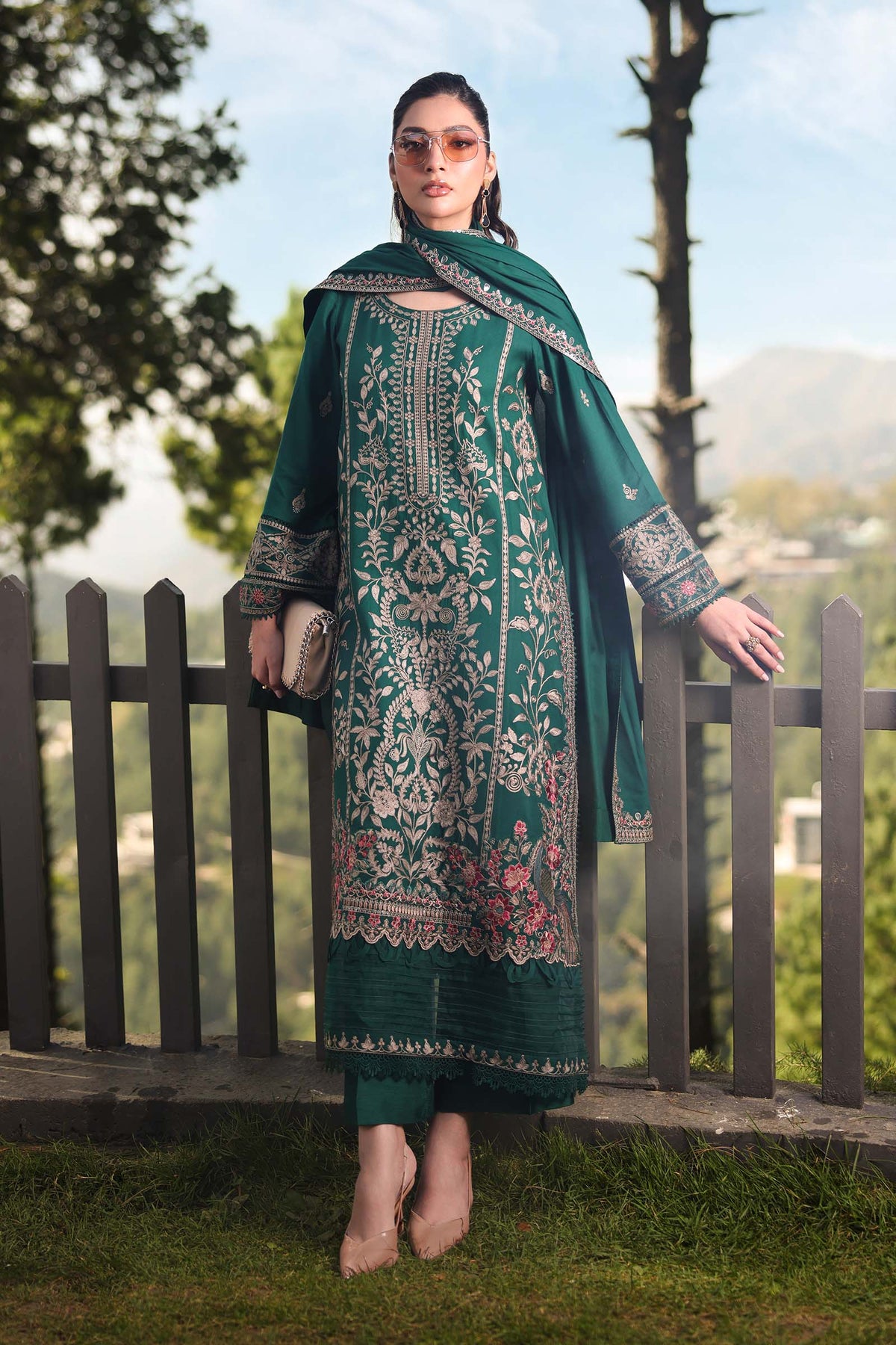 3 Piece Embroidered Linen Suit