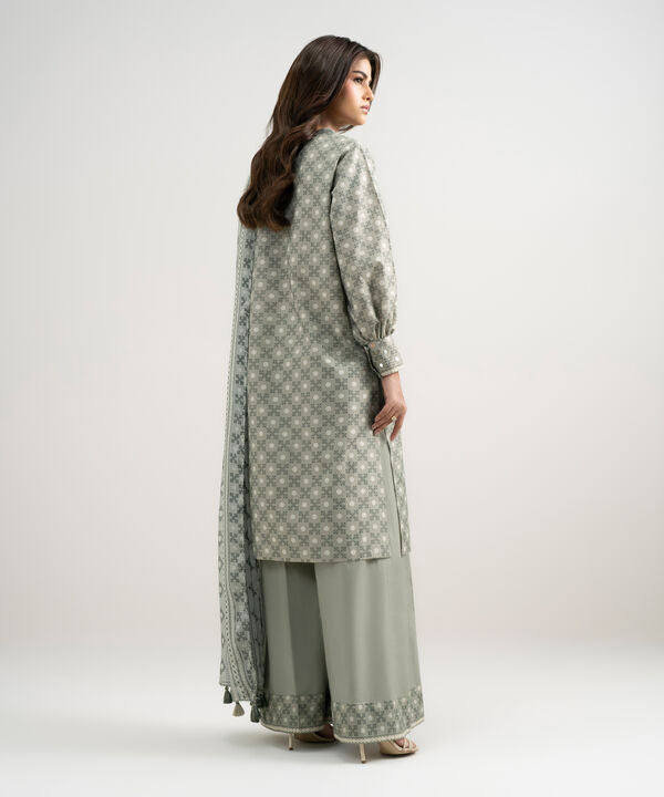 3 Piece - Printed Zari Lawn Suit
