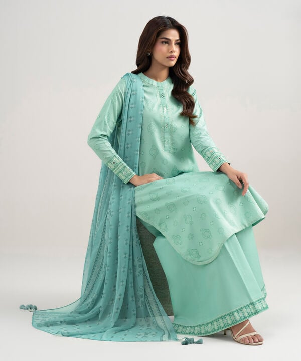 3 Piece - Printed Zari Lawn Suit