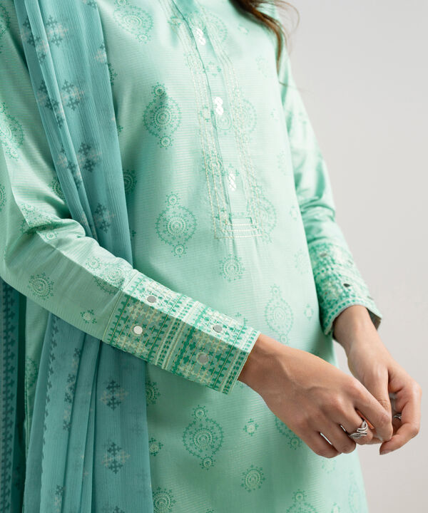 3 Piece - Printed Zari Lawn Suit