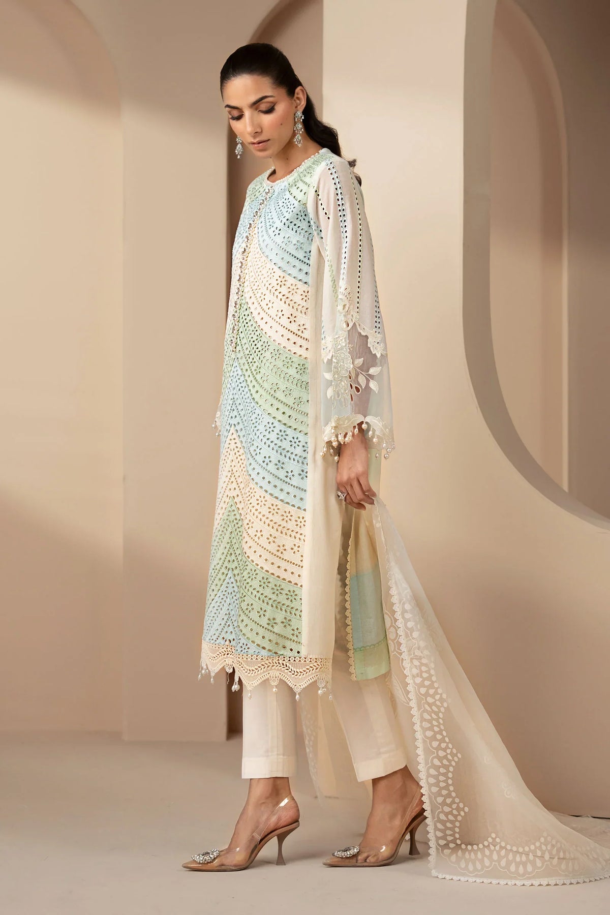 Maria.B Luxury swiss Lawn Chikenkari Unstitched Embroidered 3Pc Suit 12-A