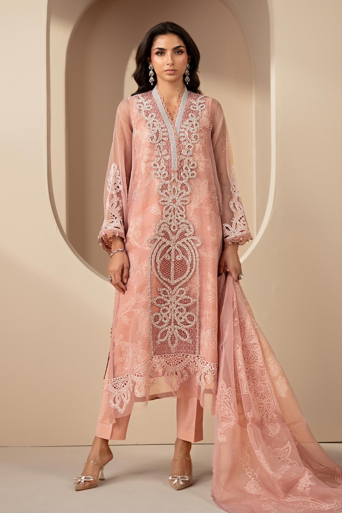3 Piece Embroidered Organza Suit - DS2604B-SML-00B