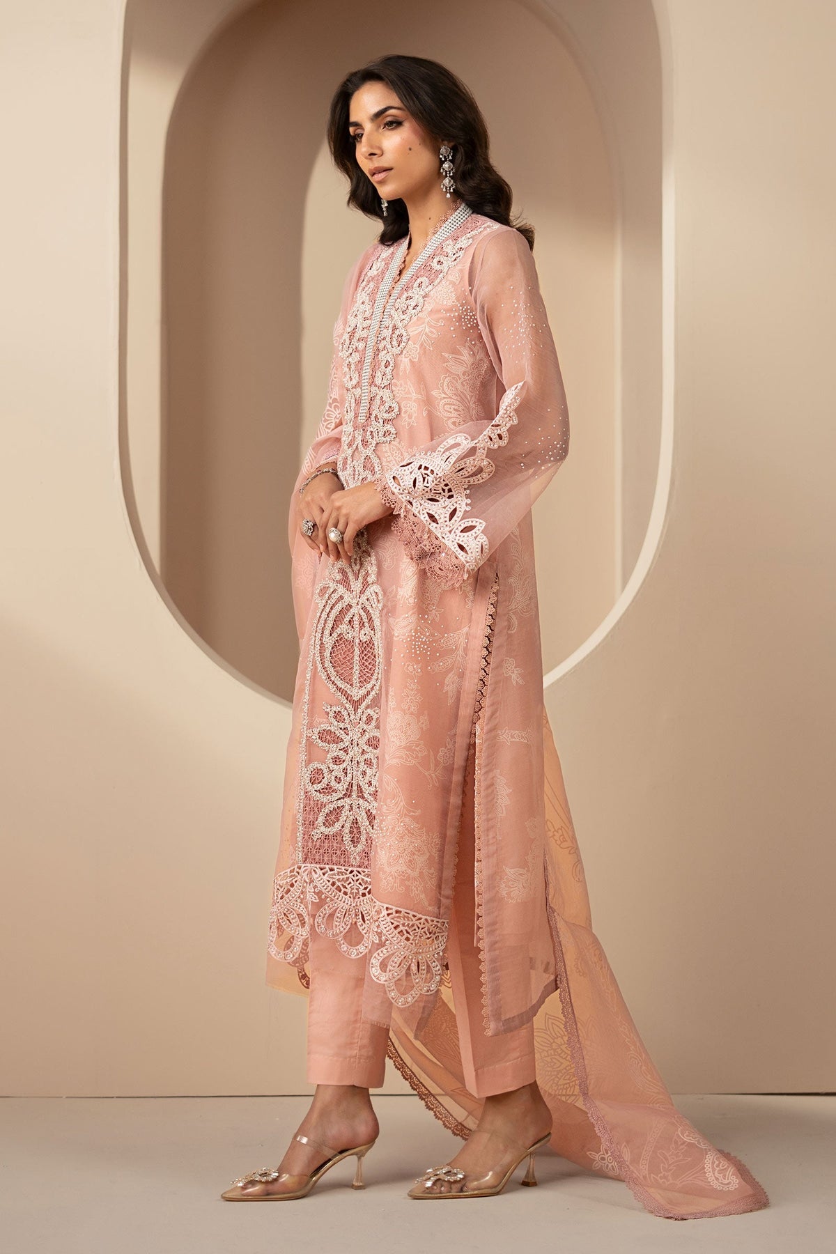 3 Piece Embroidered Organza Suit - DS2604B-SML-00B
