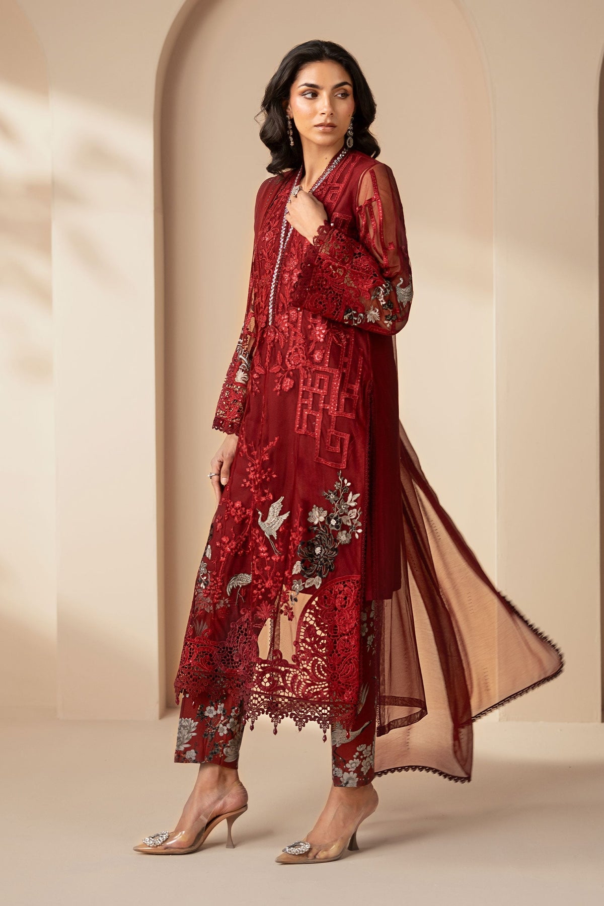 3 Piece Embroidered Net Suit - DS2607A-SML-00A
