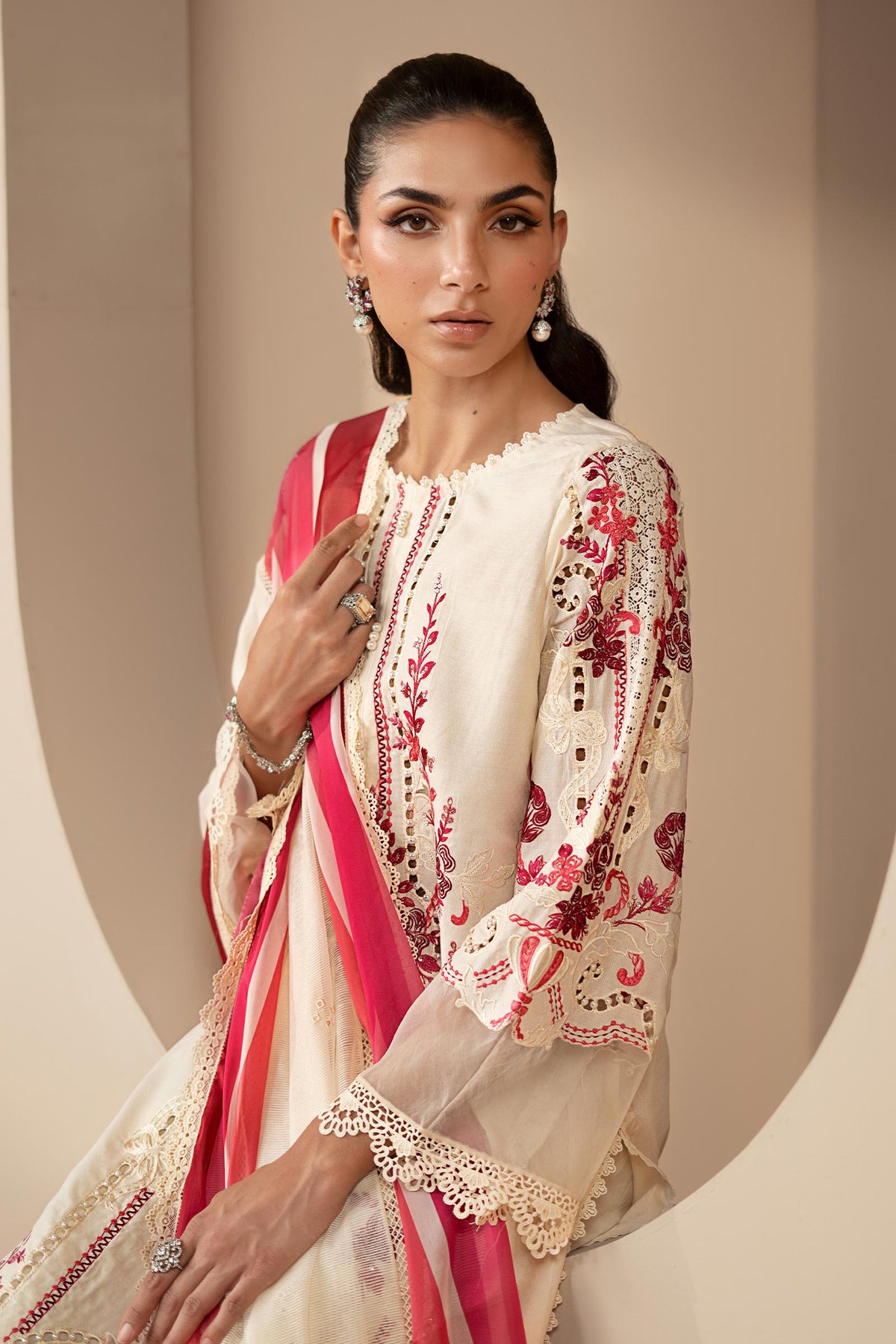 3 Piece Embroidered Jacquard Lawn Suit - DS2609A-SML-00A