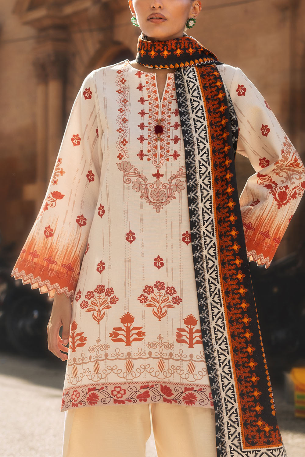 3 Piece Digital Printed Linen Khaddar Suit with Dupatta