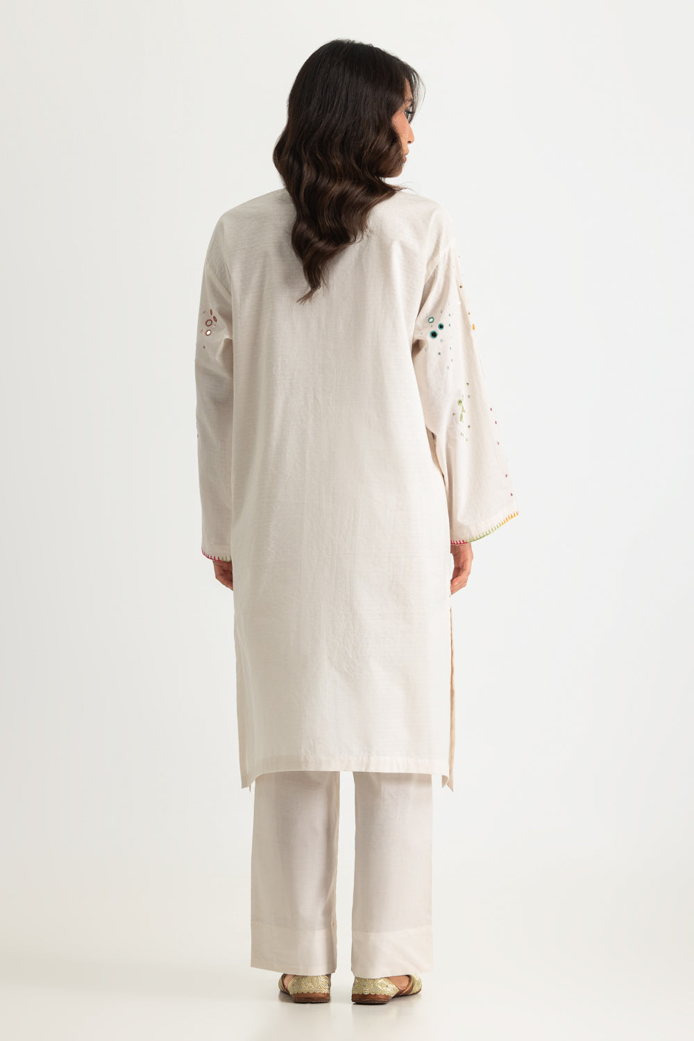 Dobby Embroidered Shirt And Dyed Trouser