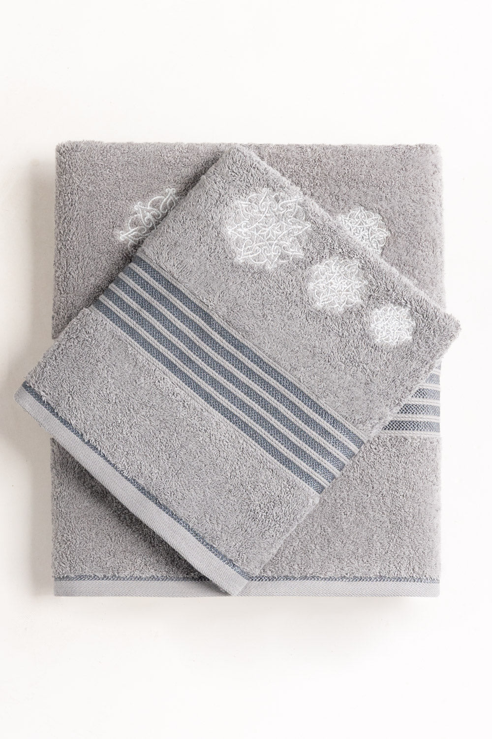 Dove Grey Embroidered Towel