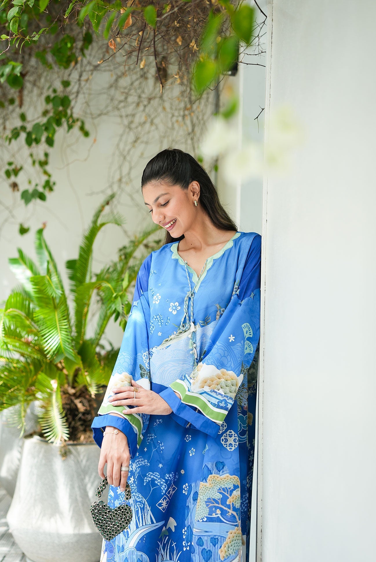 SS26DP-2956 BLUE  - SILK - 1PCS EMBROIDERED KAFTAN