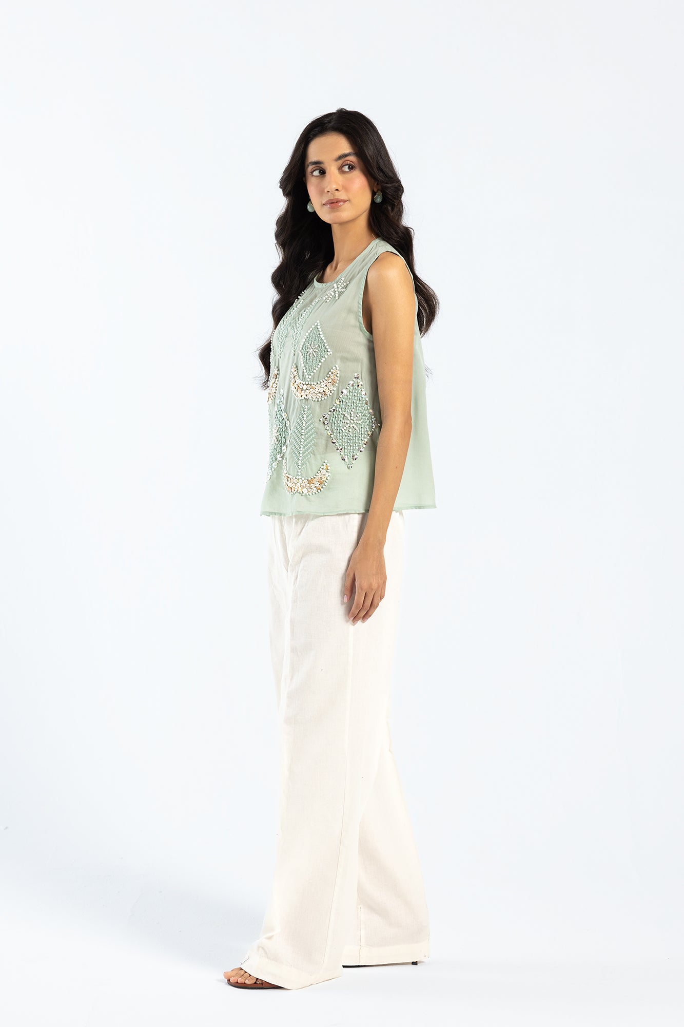 3 Piece Embroidered Raw Silk Suit