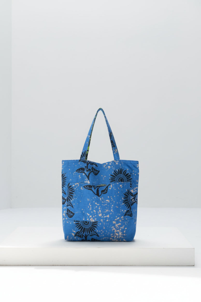 Black flower Reversable Tote Bag