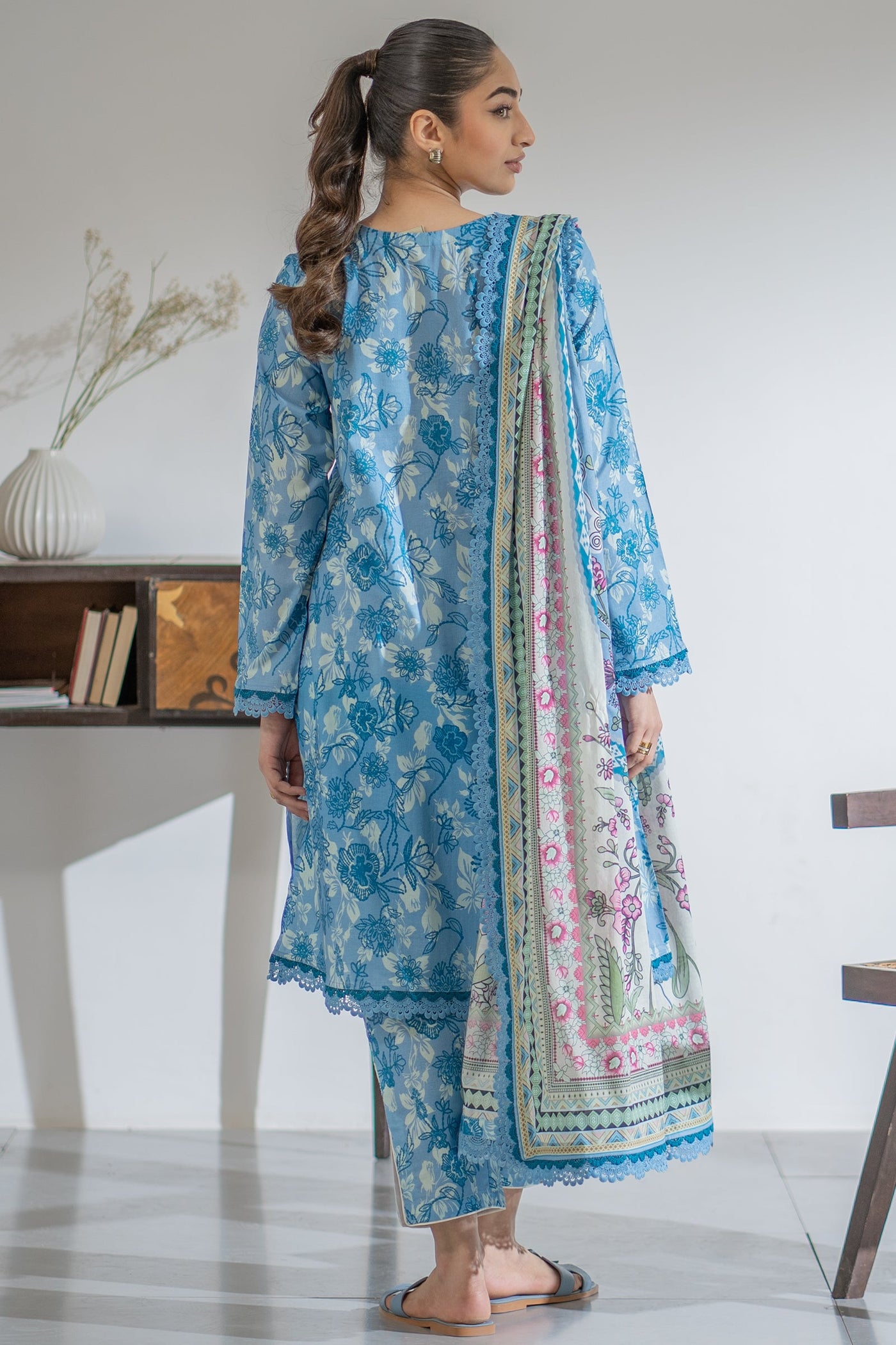 3 Piece Embroidered Dobby Lawn Suit