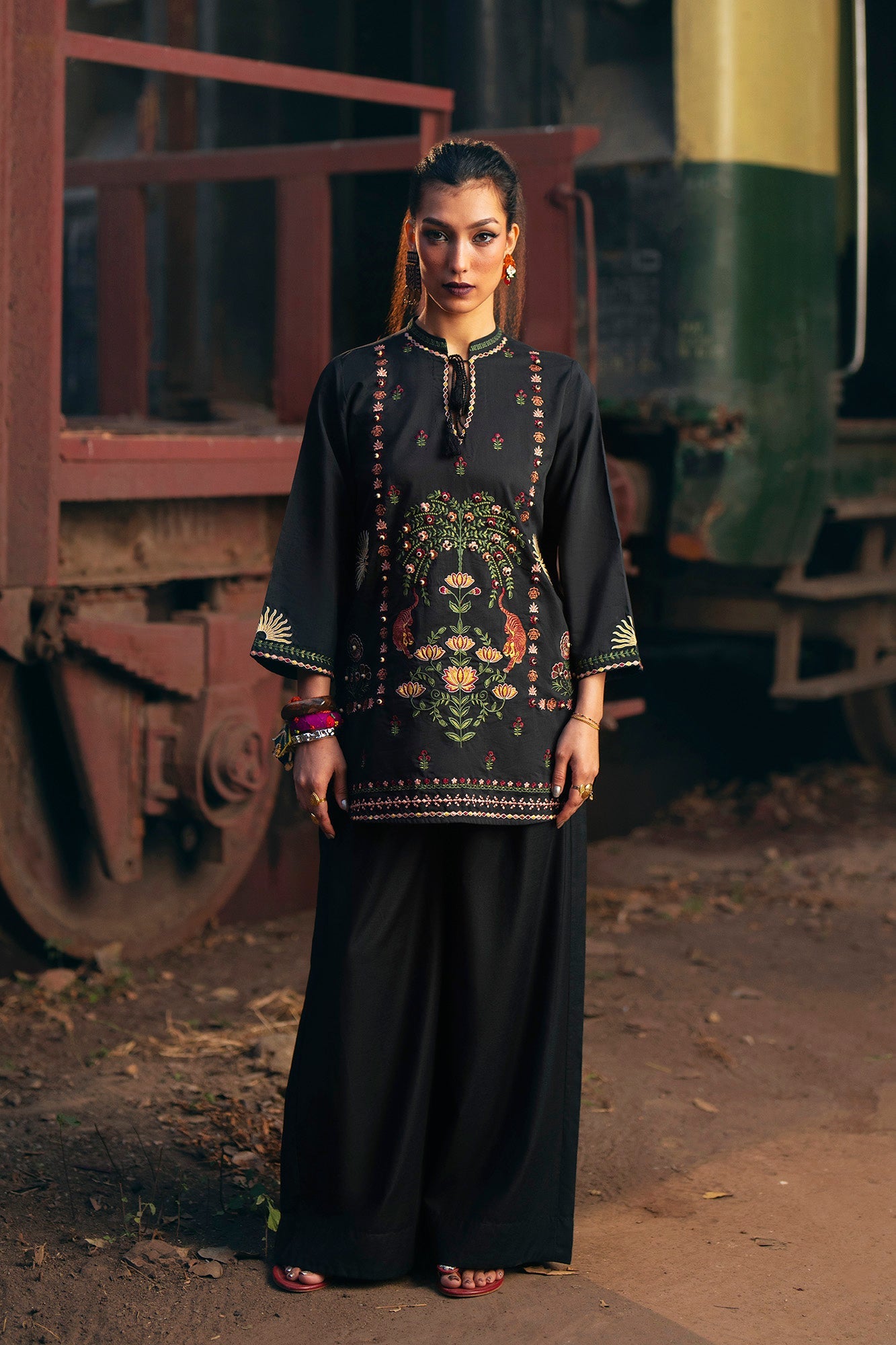 3 Piece Embroidered Organza Suit