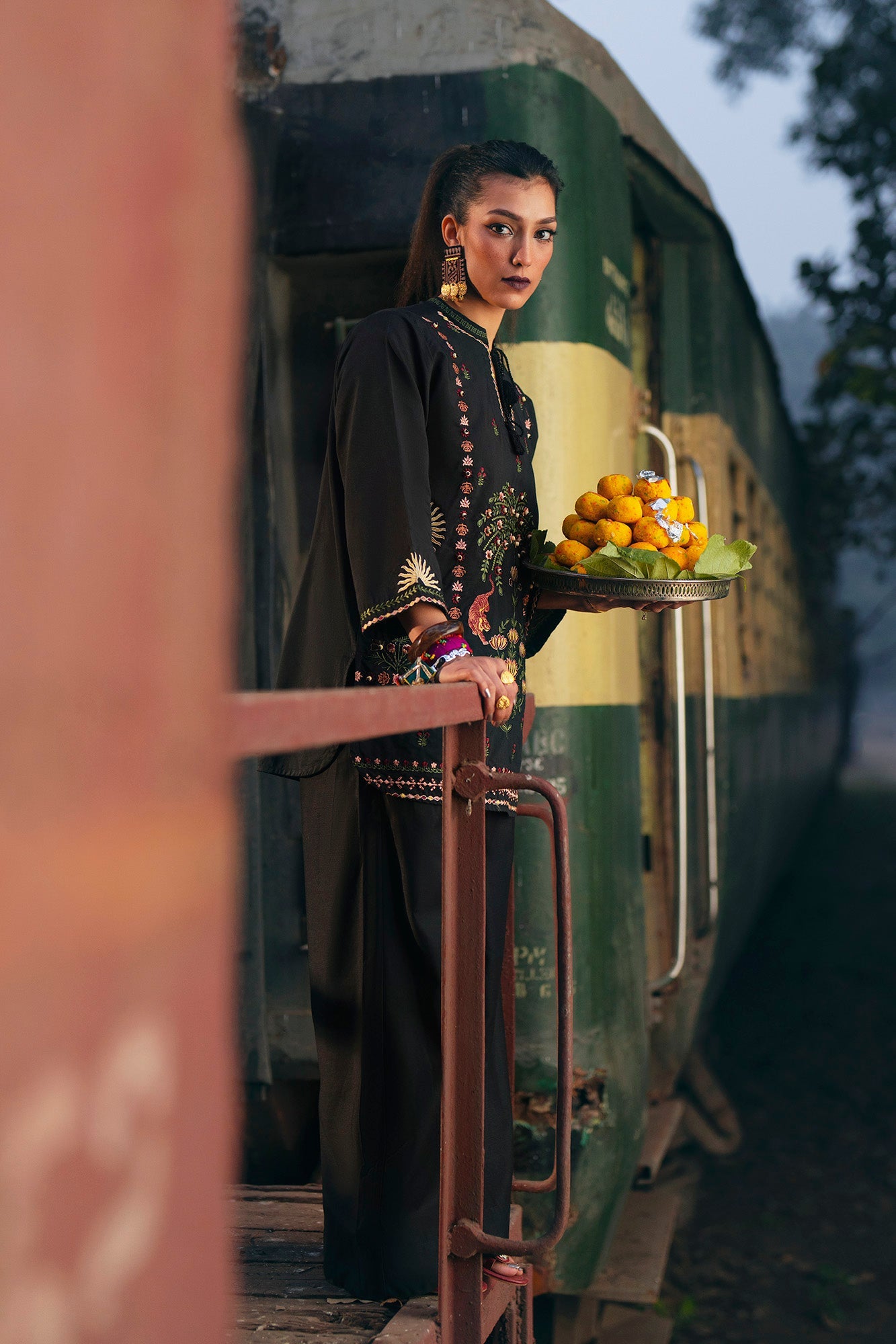 3 Piece Embroidered Organza Suit