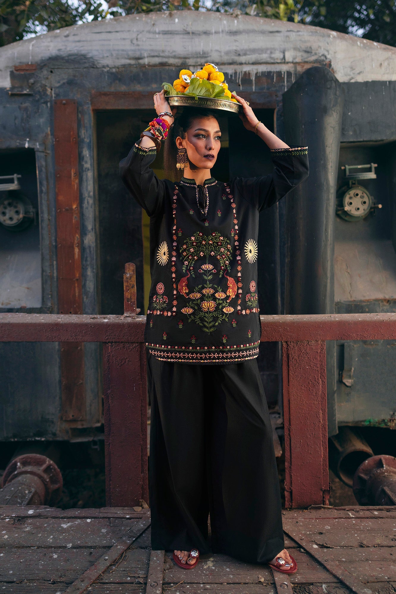 3 Piece Embroidered Organza Suit