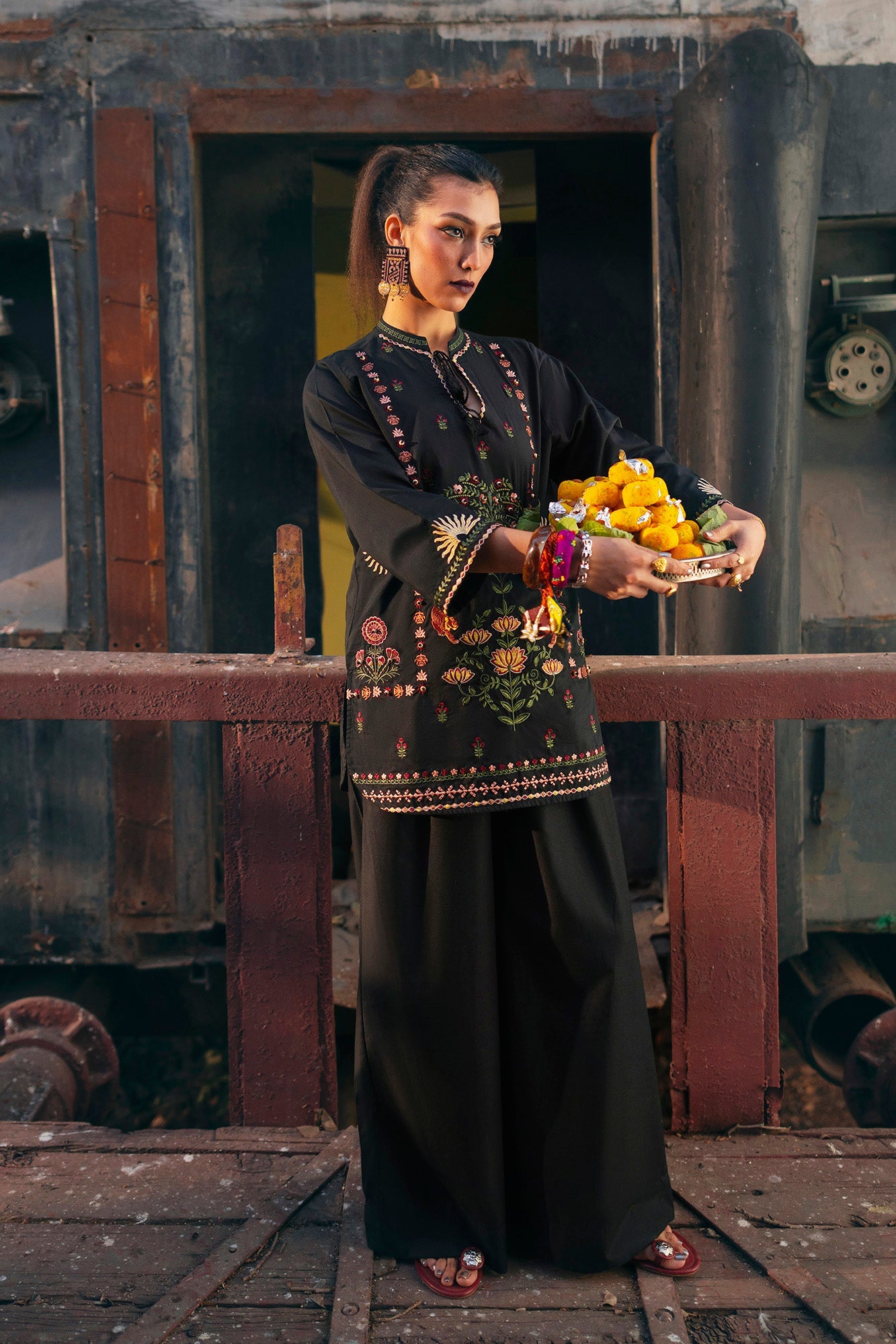 3 Piece Embroidered Organza Suit