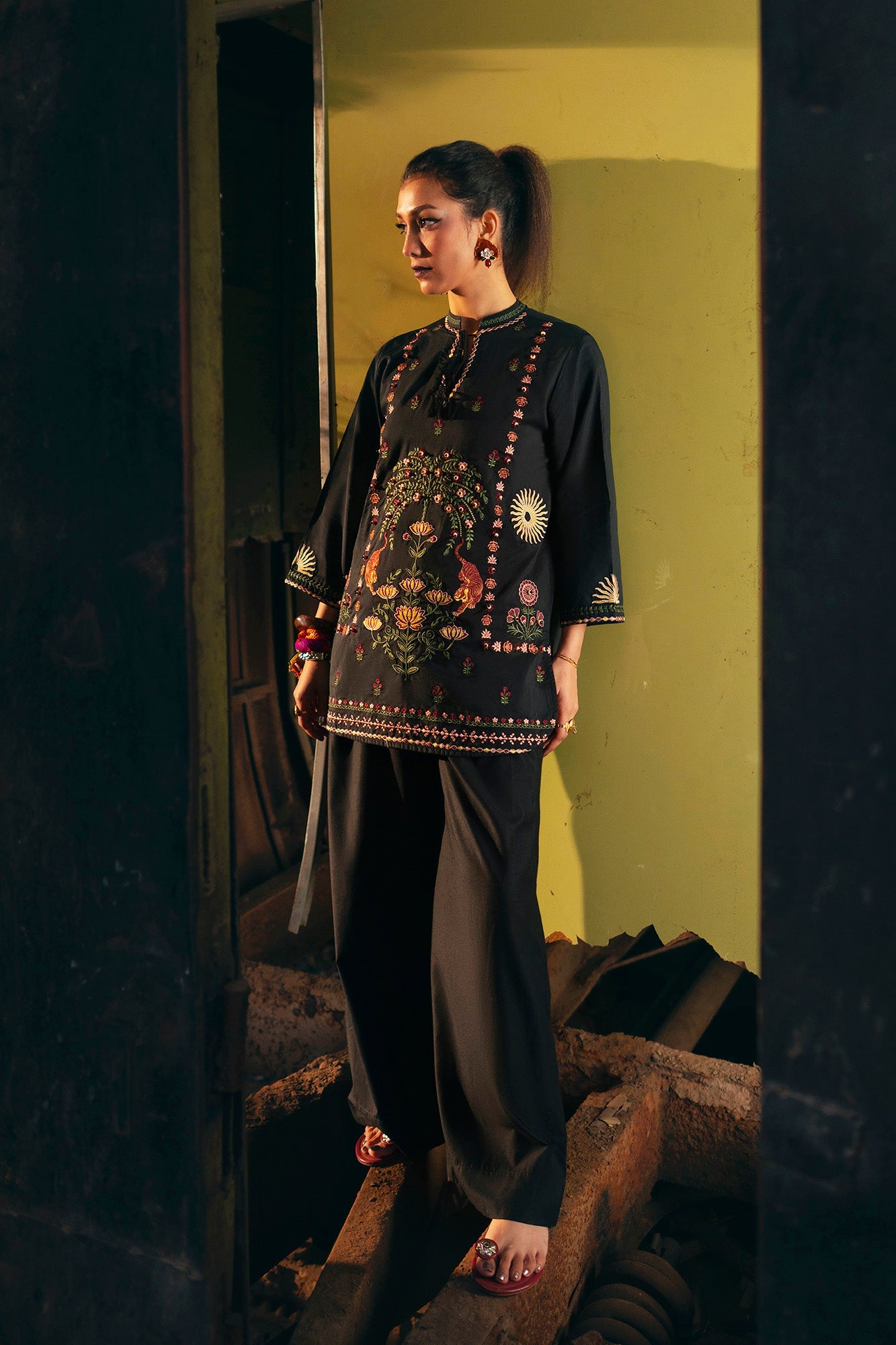 3 Piece Embroidered Organza Suit