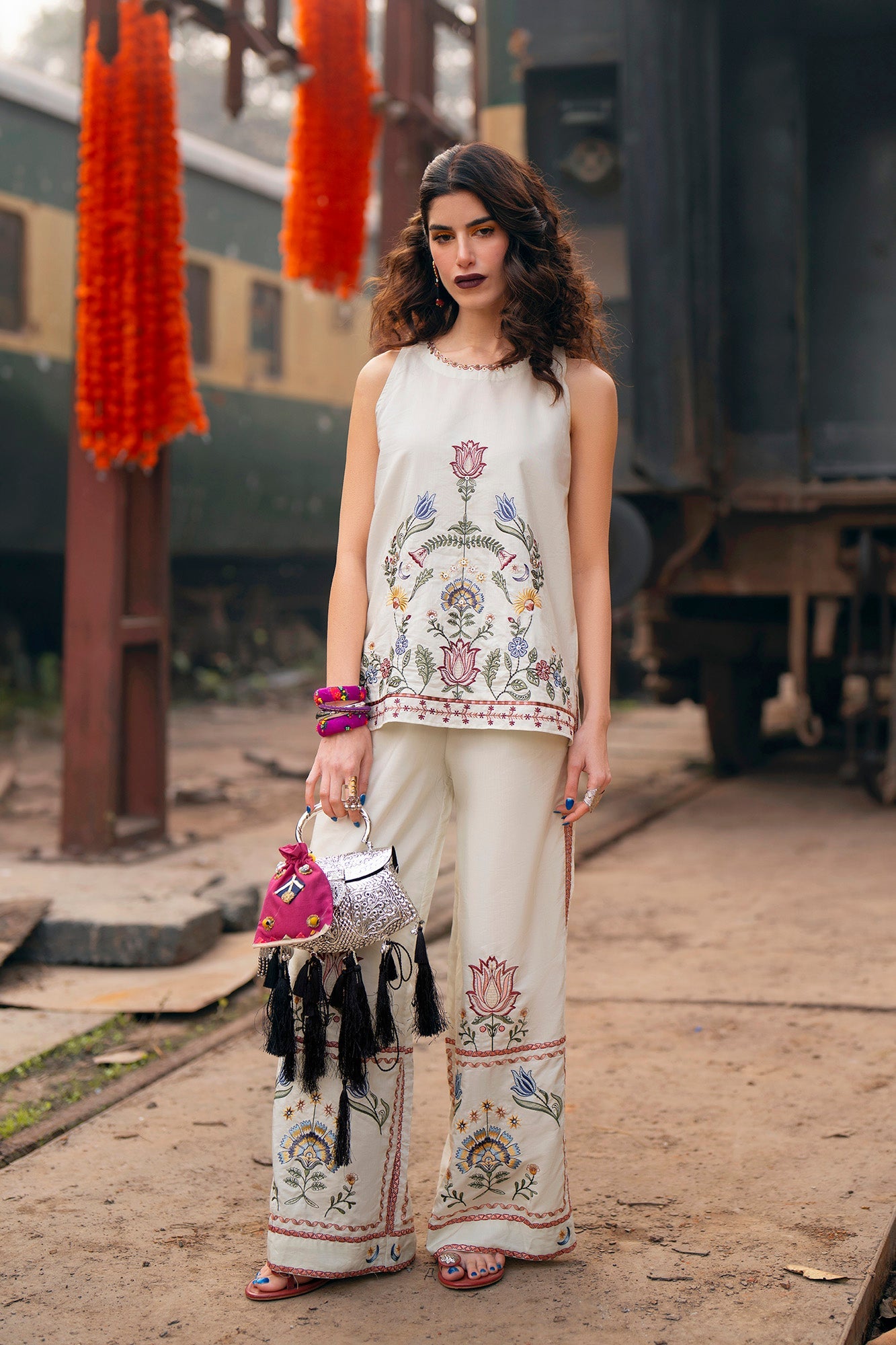 3 Piece Embroidered Organza Suit