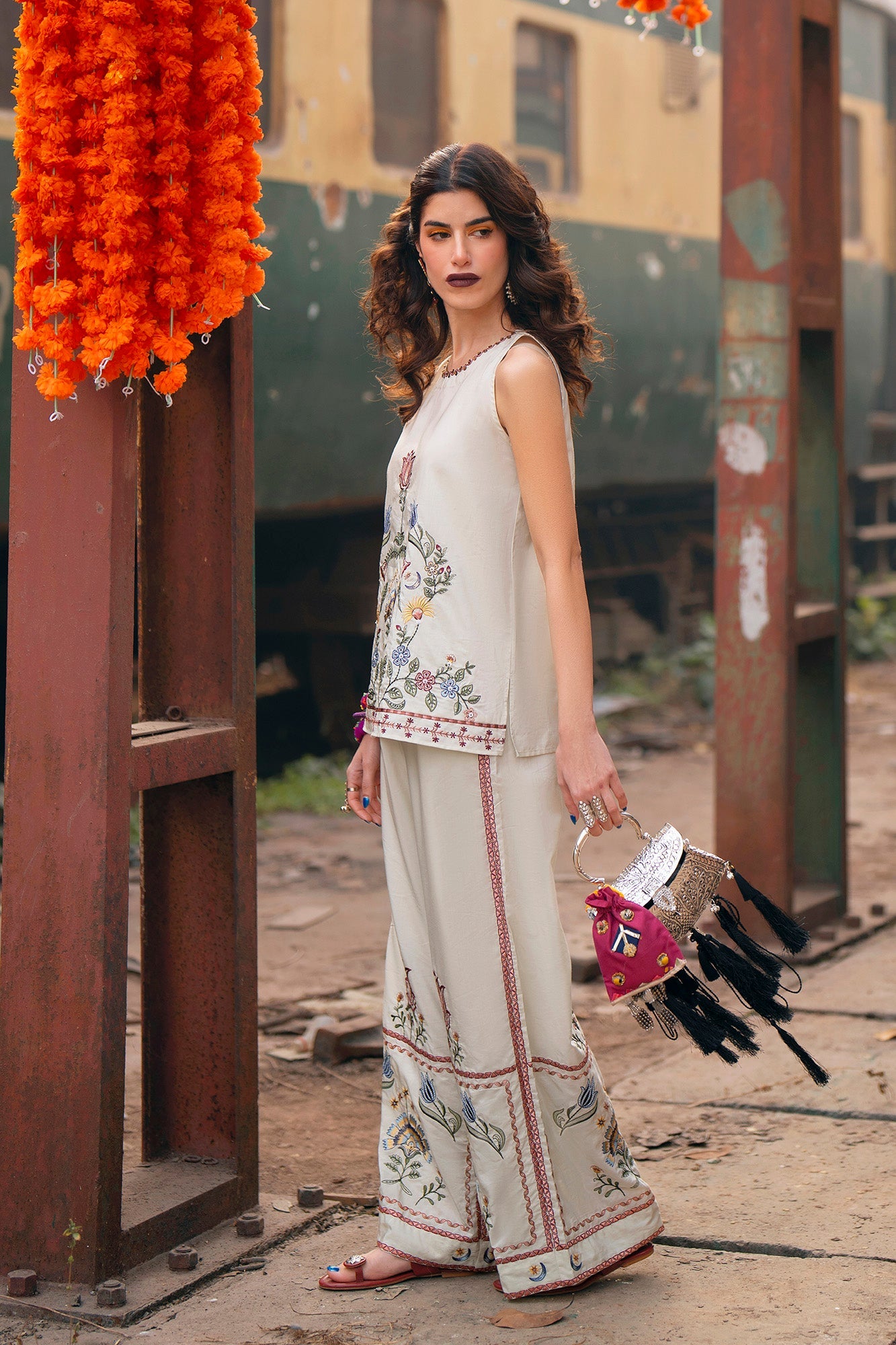 3 Piece Embroidered Organza Suit