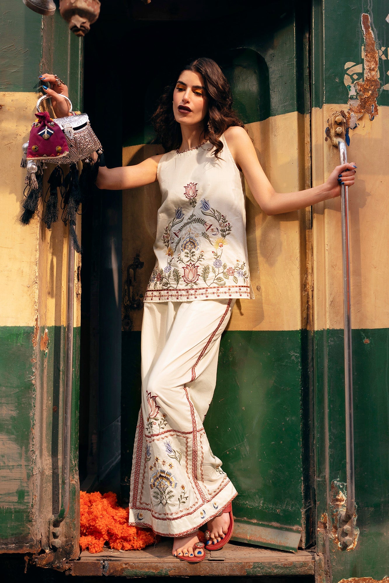 3 Piece Embroidered Organza Suit