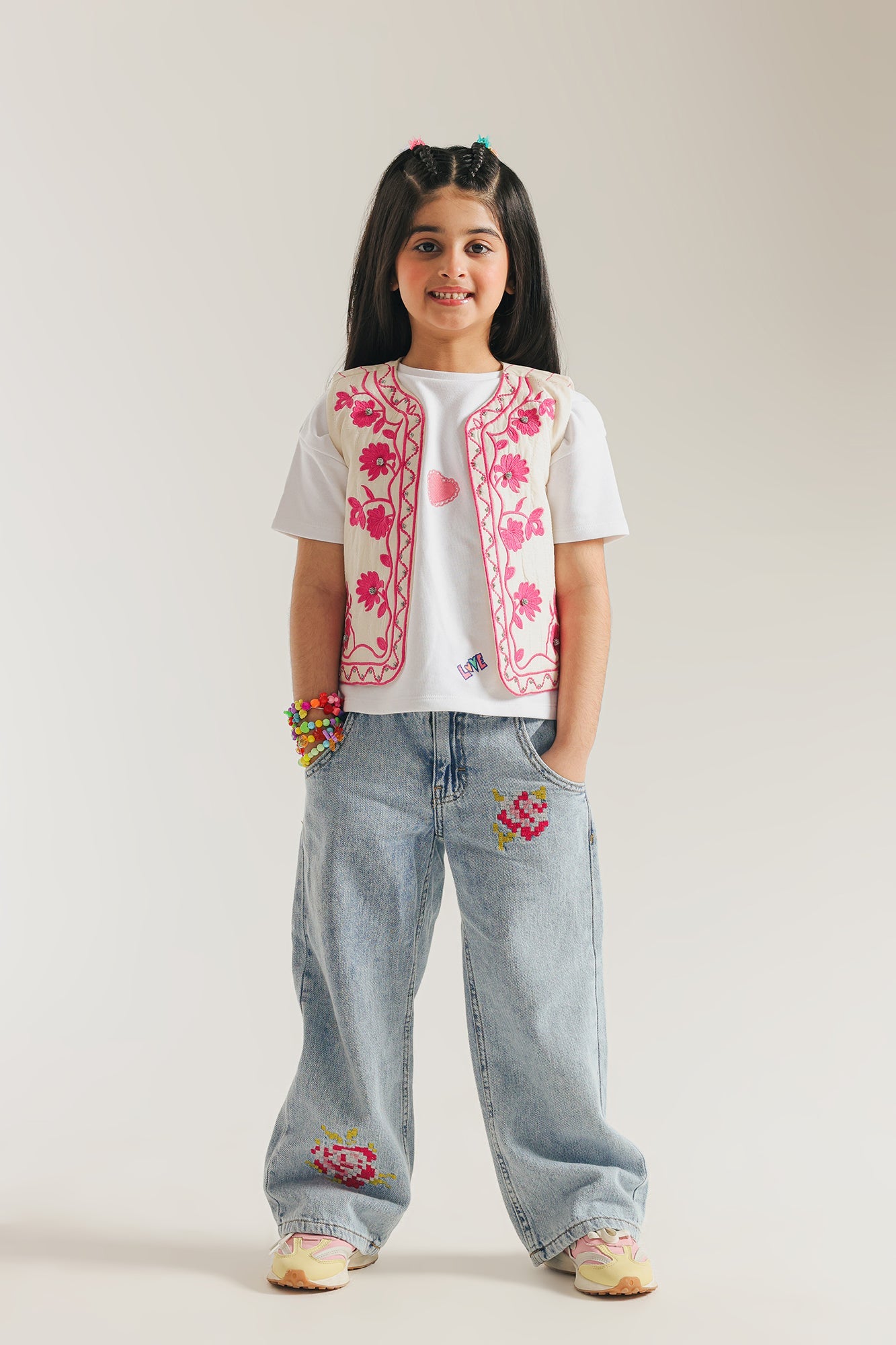 2 Piece Embroidered Net Suit