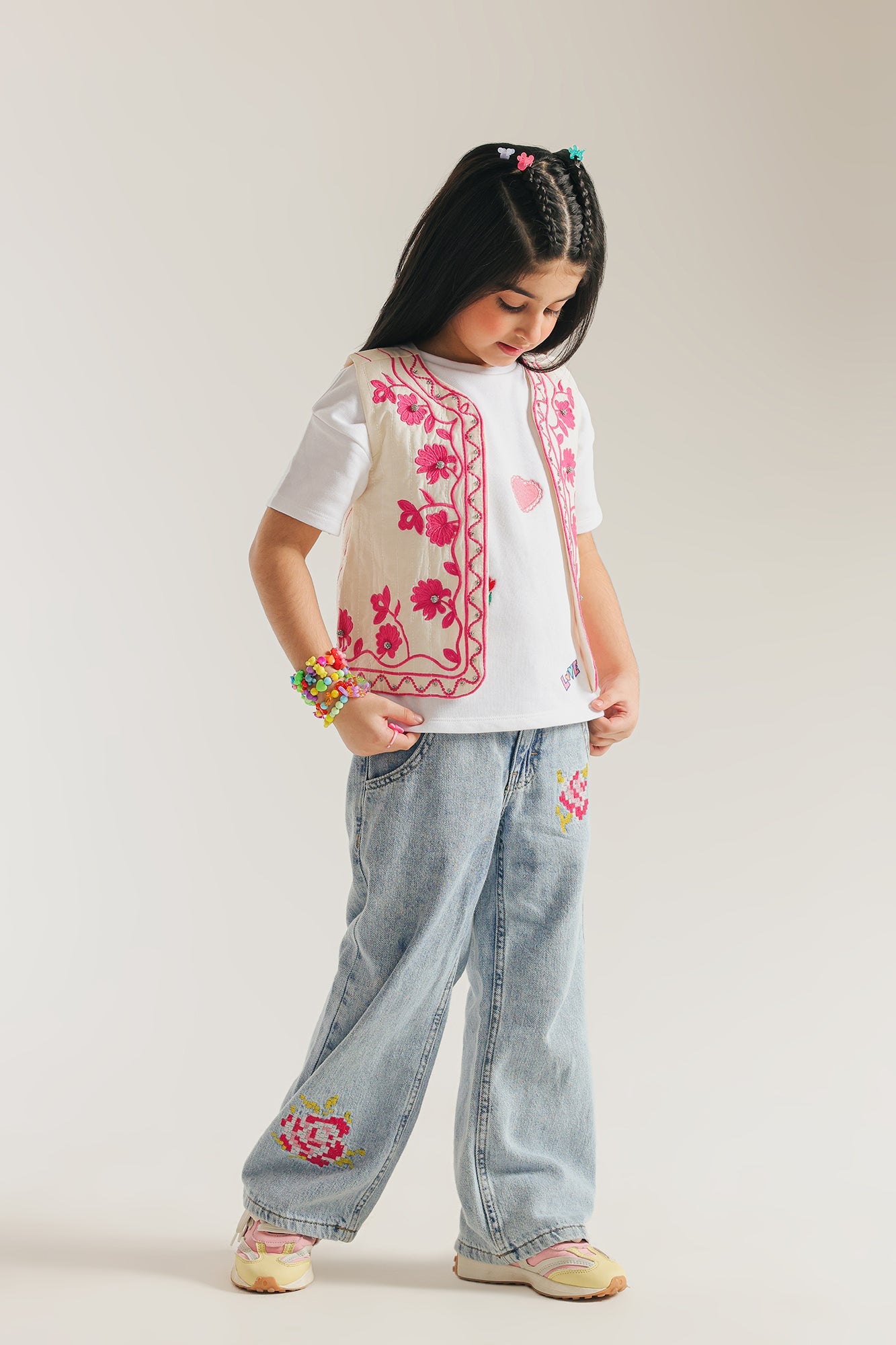 2 Piece Embroidered Net Suit