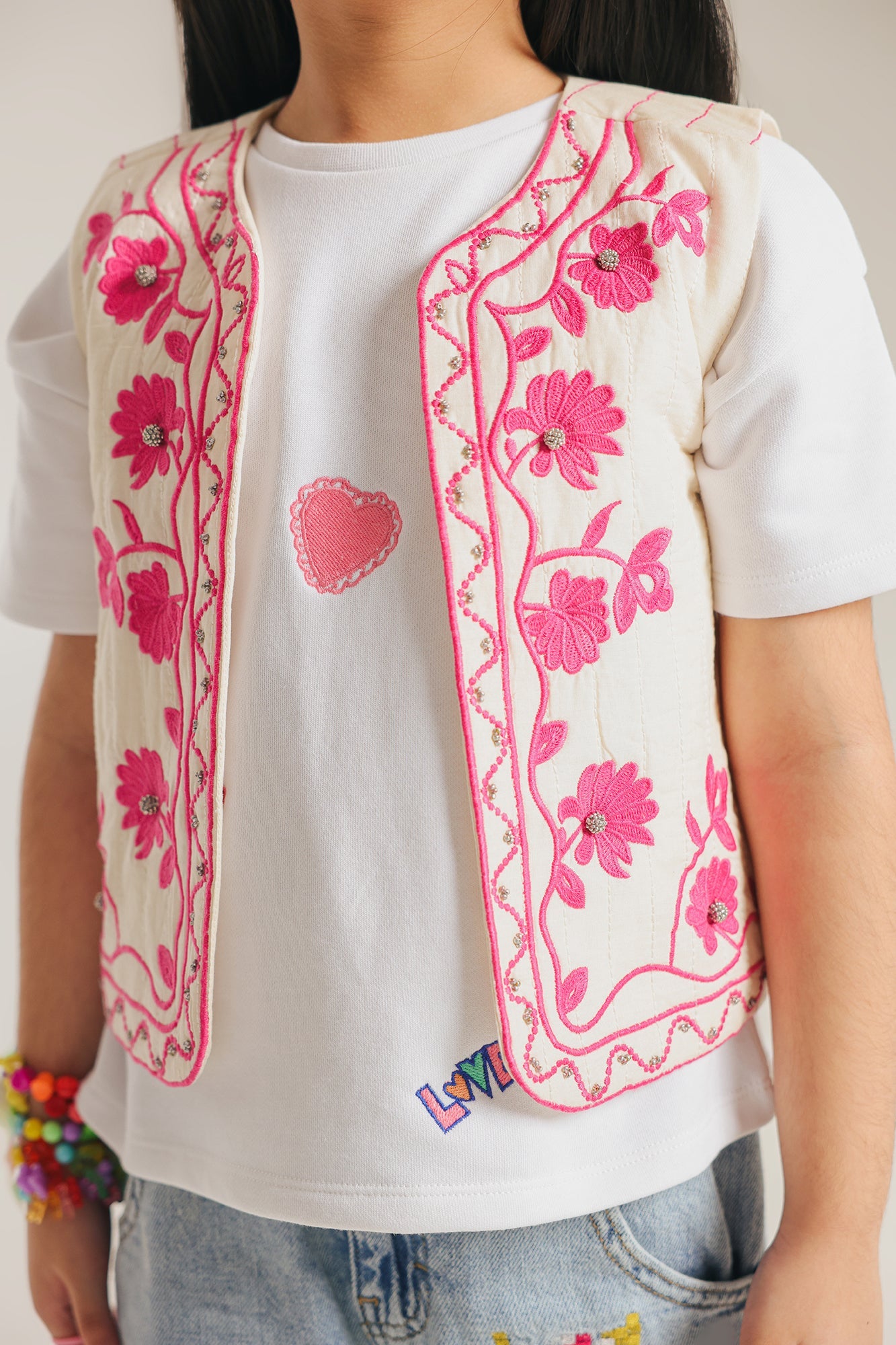 2 Piece Embroidered Net Suit