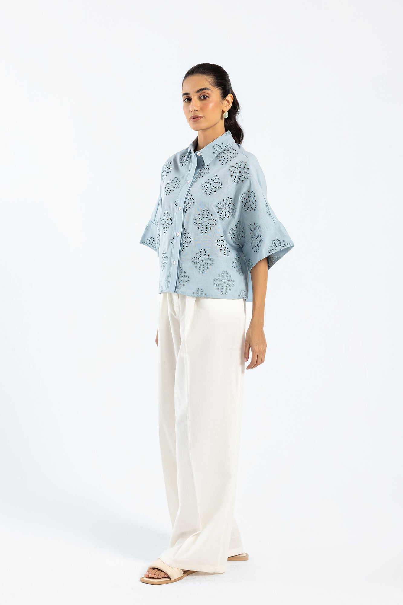 3 Piece Embroidered Cotton Net Suit