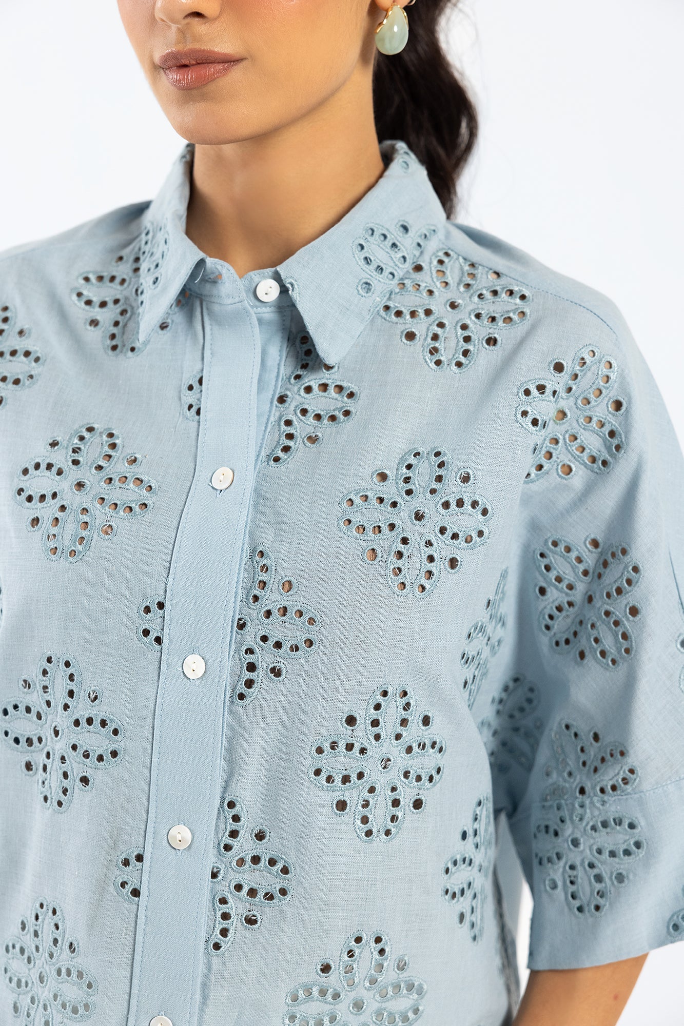 3 Piece Embroidered Cotton Net Suit