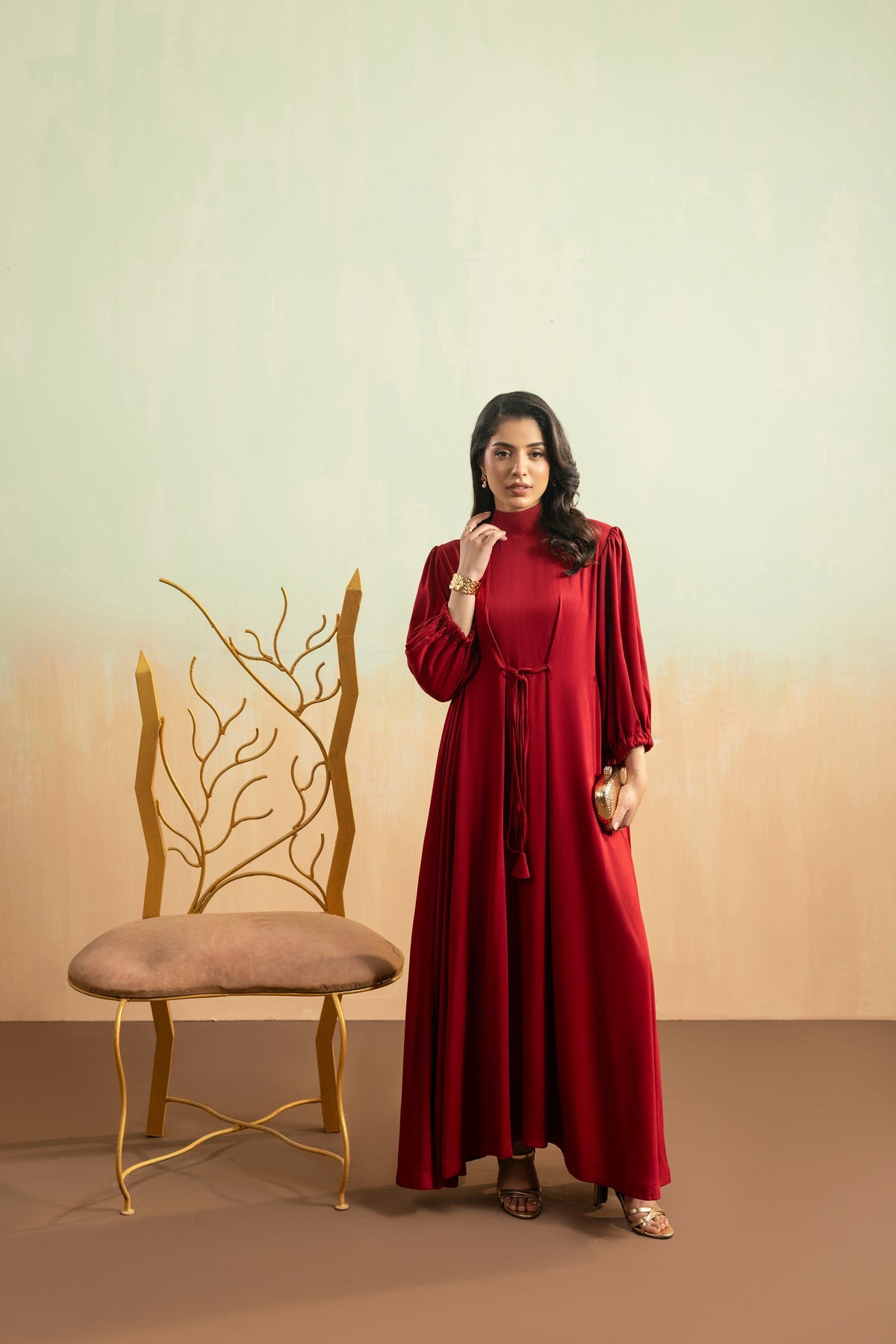 Aneelas Twill Gown Style 2pc [TW-01] [Dispatch Time 2 Months]