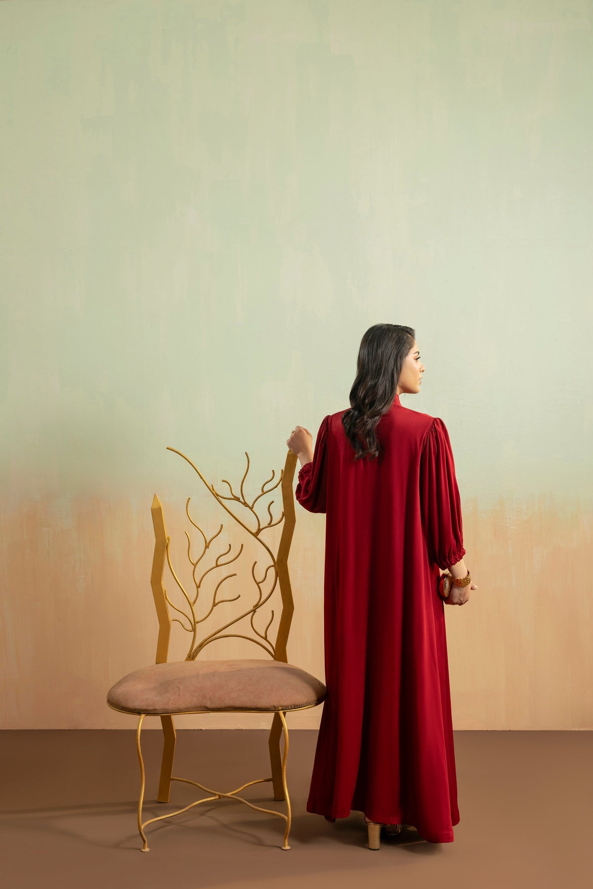 Aneelas Twill Gown Style 2pc [TW-01] [Dispatch Time 2 Months]