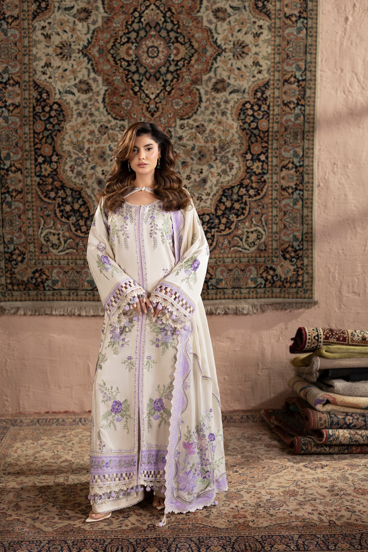 Aneelas Premium Shamoz Silk Emb 3pc [FC-49] [Dispatch Time 2 Month]
