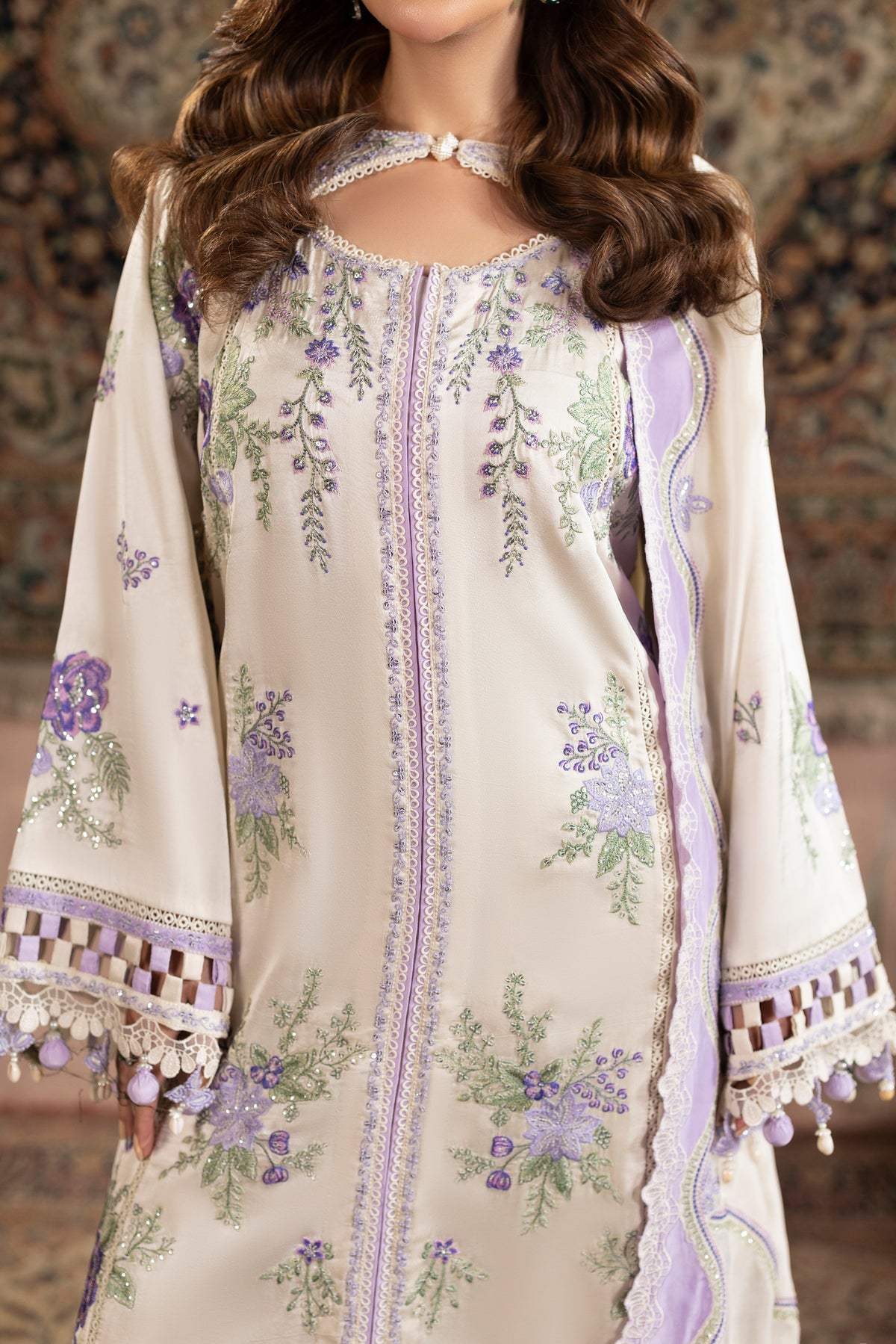 Aneelas Premium Shamoz Silk Emb 3pc [FC-49] [Dispatch Time 2 Month]