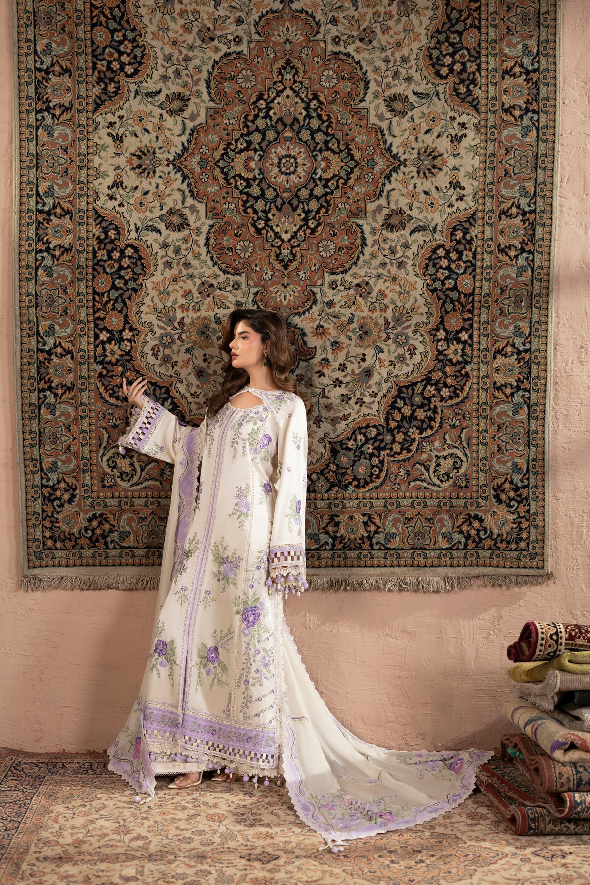 Aneelas Premium Shamoz Silk Emb 3pc [FC-49] [Dispatch Time 2 Month]
