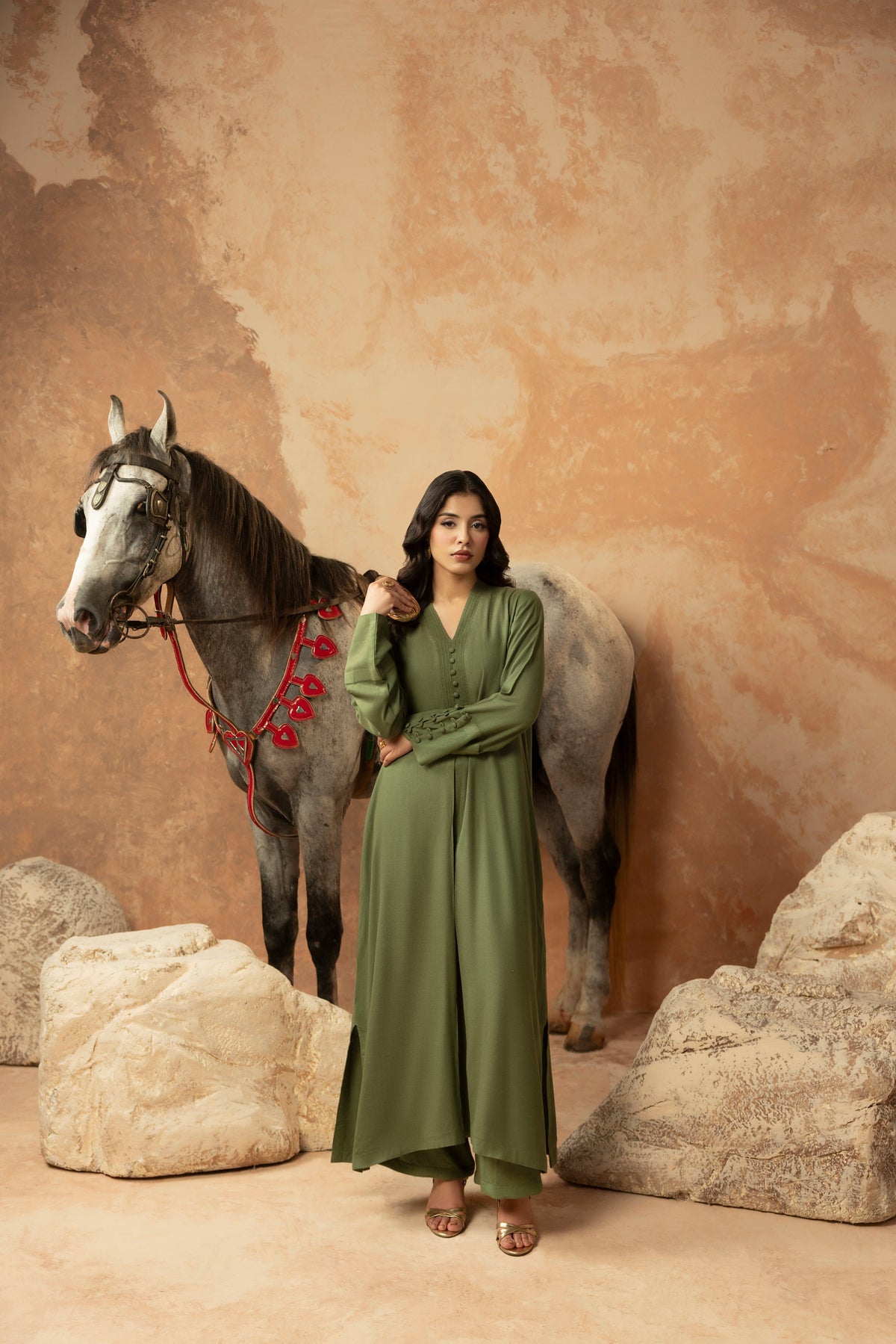 Rs 7000 Aneelas Stitched Peach Wool Shirt Trouser 2pc [PL-26-05] [Est. Dispatch Time 2 Months]