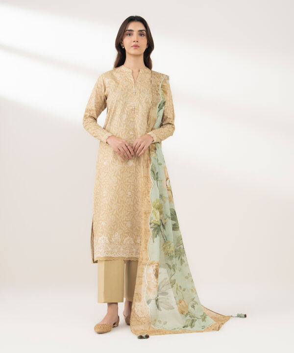 3 Piece - Embroidered Zari Lawn Suit