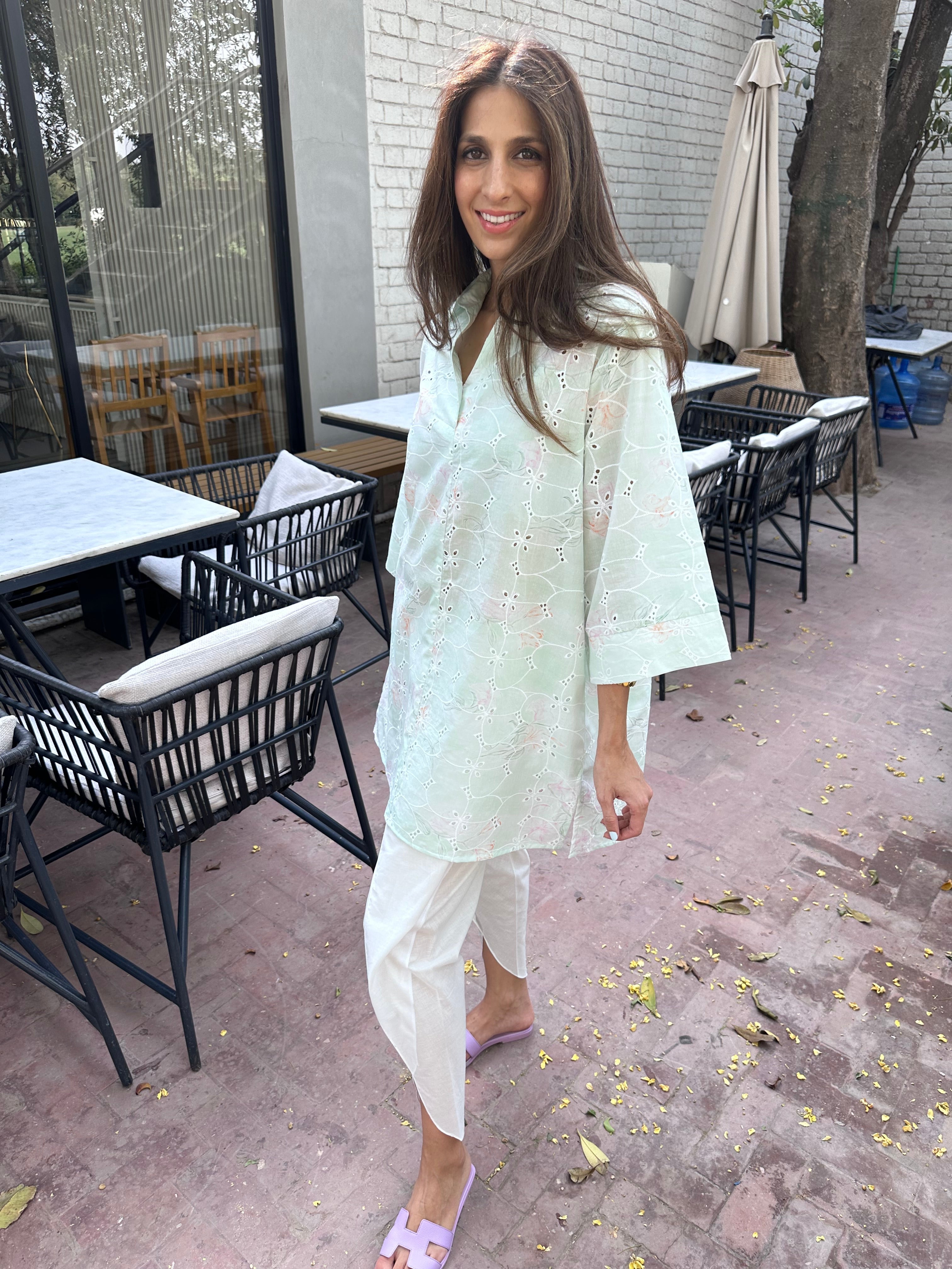 Green Lawn Toby Tunic with Tulip Shalwar