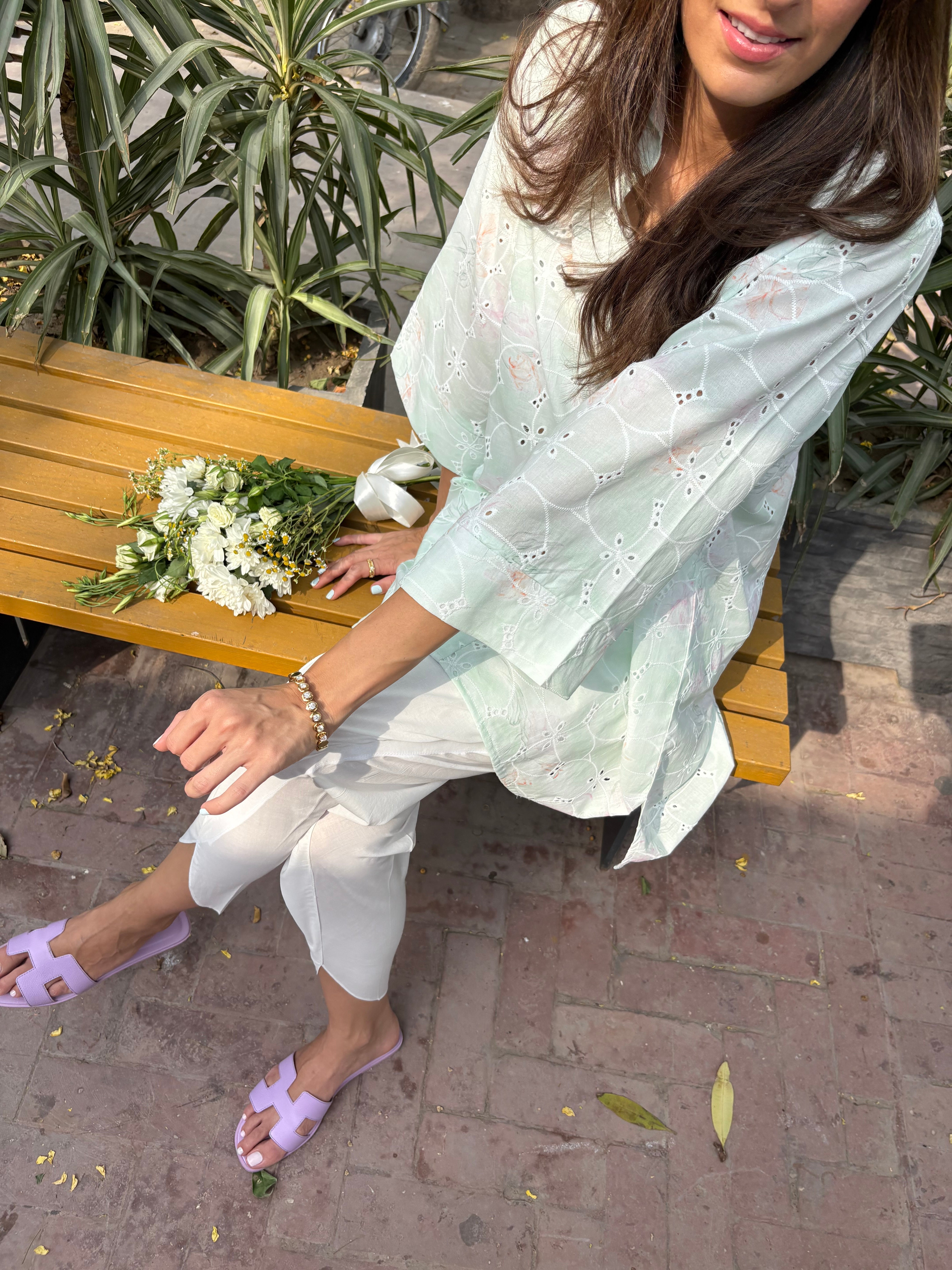 Green Lawn Toby Tunic with Tulip Shalwar