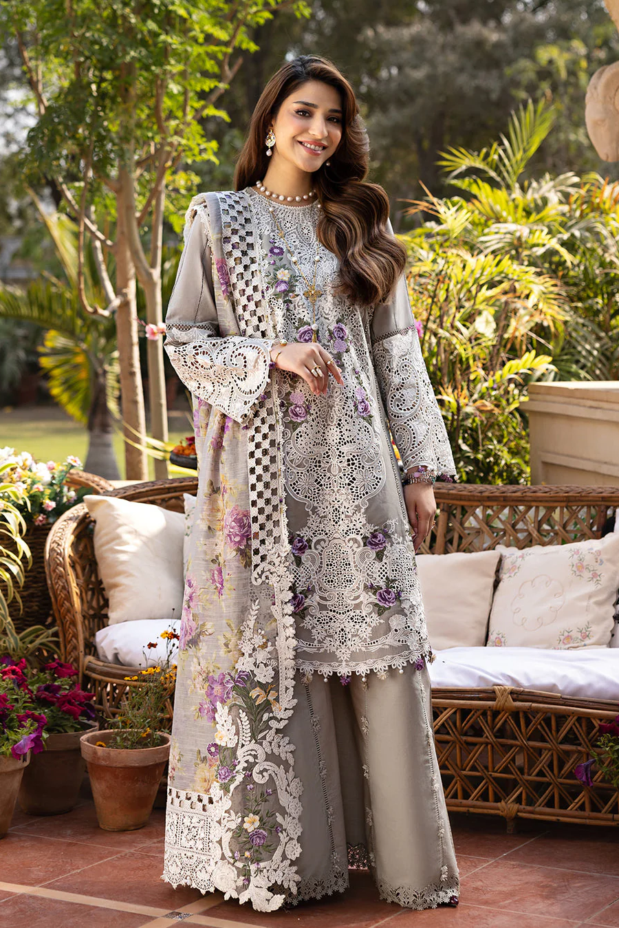 Elaf Premium Embroidered Luxury Lawn Unstitched 3Pc Suit ELM-05 RAMSHA
