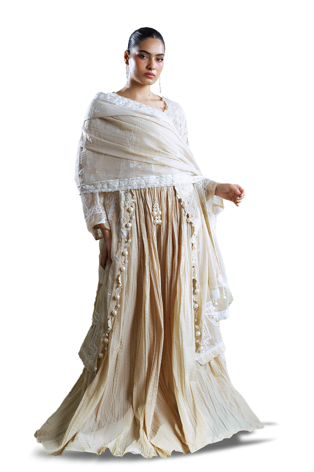 3 Piece Embroidered Mehsuri Suit with Handwork and Raw Silk Trouser