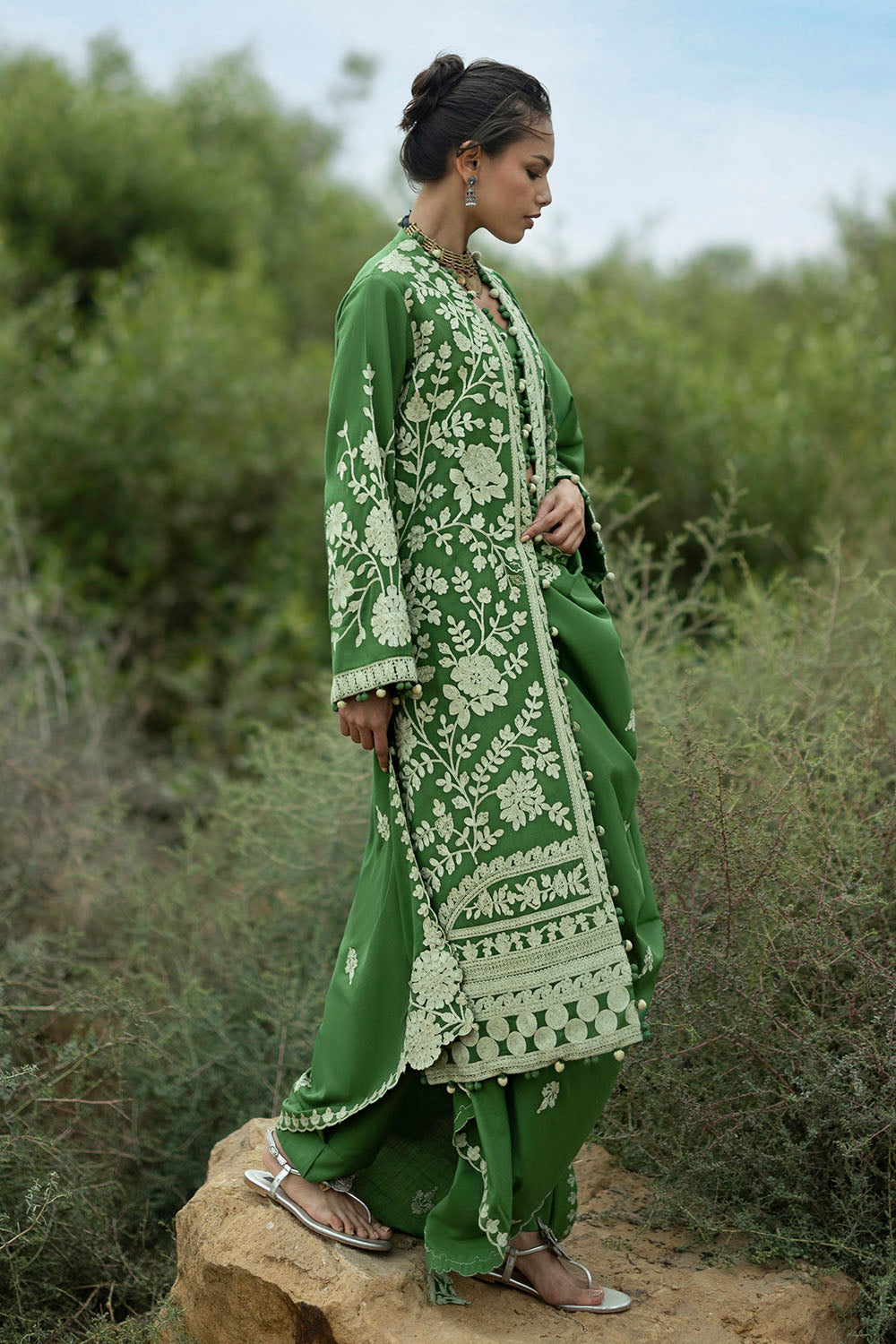3 Piece Embroidered Pashmina Suit with Embroidered Pashmina Dupatta