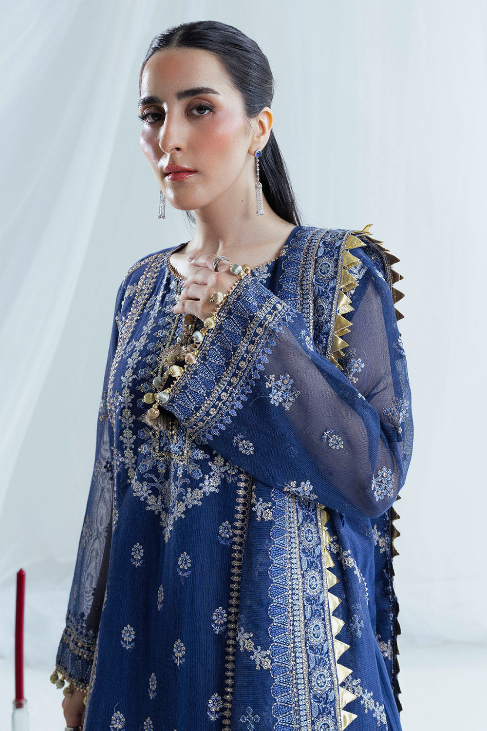 3 Piece Embroidered Cotton Net Suit with Raw Silk Trouser