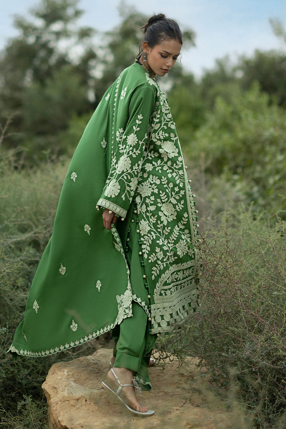 3 Piece Embroidered Pashmina Suit with Embroidered Pashmina Dupatta