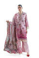 3 Piece Printed Monar Slub Suit With Handwork And Khaddi Net Dupatta